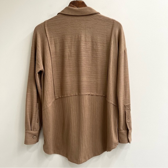 Soft Surroundings Brenna Tunic Top Button Up Taupe Relaxed Lagenlook Medium - Picture 4 of 8